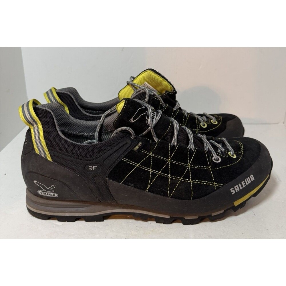 Salewa Shoes Men 10 Black Lemon Hiking Boots Mountain Trainer GTX Pelle Gore-Tex